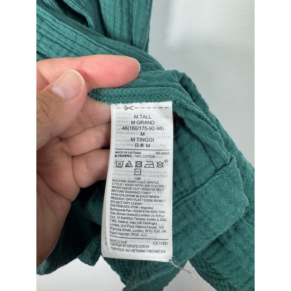 Boho Gap Womens Medium Tall Gauze Mini Dress Teal Green‎ V-Neck Tiered Belted - Picture 8 of 11